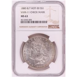 1880 8/7 VAM-11 Check Mark $1 Morgan Silver Dollar Coin NGC MS63 Hot 50