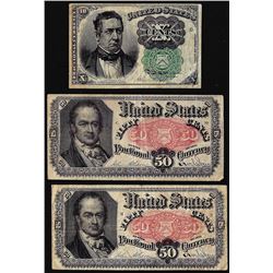 Lot of (3) Fifth Issue Fractional Currency Notes