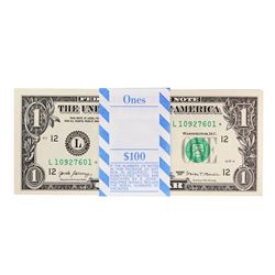 Pack of (100) Consecutive 2017 $1 Federal Reserve STAR Notes San Francisco