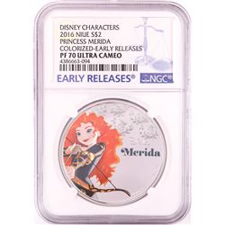 2016 Proof $2 Disney Princess Merida 1oz Silver Coin NGC PF70 Ultra Cameo
