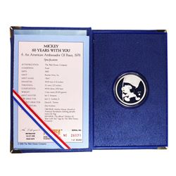 1988 Disney "An American Ambassador of Peace, 1976" 1oz Fine Silver Round w/Box & COA