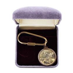 1987 Disney Gold Plated Keychain Steamboat Willie 1/4 oz .999 Fine Silver Medal w/Box