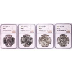 Lot of 1971-S to 1974-S Eisenhower Silver Dollar Coins NGC MS65
