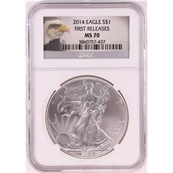 2014 $1 American Silver Eagle Coin NGC MS70 First Releases