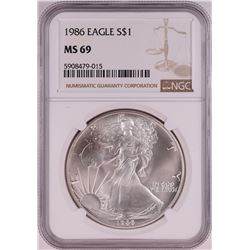 1986 $1 American Silver Eagle Coin NGC MS69