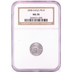 2008 $10 American Platinum Eagle Coin NGC MS70