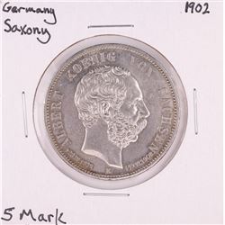 1902 Germany Saxony 5 Mark Silver Coin