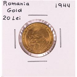1944 Romania 20 Lei Gold Coin