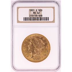 1901-S $20 Liberty Head Double Eagle Gold Coin NGC MS62