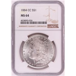1884-CC $1 Morgan Silver Dollar Coin NGC MS64