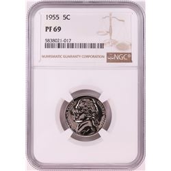 1955 Proof Jefferson Nickel Coin NGC PF69