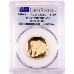 2010-P Australia $100 Proof Koala High Relief Gold Coin PCGS PR69DCAM