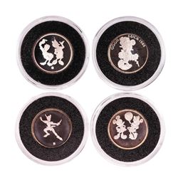Lot of (4) Rarities Mint Assorted Disney 1/10 oz. .999 Fine Silver Rounds