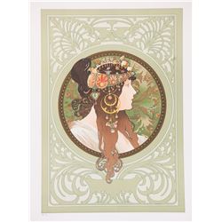Byzantine Head: Brunette, Alphonse Mucha