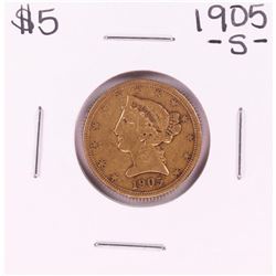 1905-S $5 Liberty Head Half Eagle Gold Coin