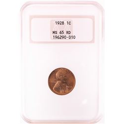 1928 Lincoln Wheat Cent Coin NGC MS65RD