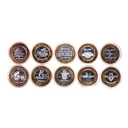 Mixed Lot of (10) .999 Silver Casino $10 Limited Edition Gaming Tokens