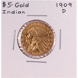 1909-D $5 Indian Head Half Eagle Gold Coin