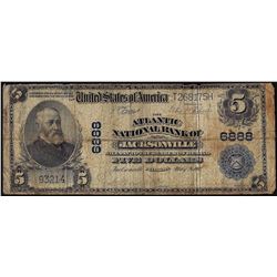 1902PB $5 Atlantic NB of Jacksonville, Florida CH# 6888 National Currency Note