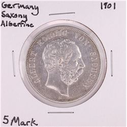 1901 Germany Saxony Albertine 5 Mark Silver Coin