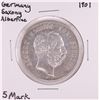 Image 1 : 1901 Germany Saxony Albertine 5 Mark Silver Coin