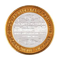 .999 Silver Sam's Town Las Vegas Nevada $10 Casino Limited Edition Gaming Token