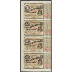 Uncut Sheet of (4) State of Louisiana Baby Bond Obsolete Notes