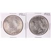 Image 1 : Lot of (2) 1922 $1 Peace Silver Dollar Coins