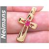Image 1 : USGL Certified Gem .50 ct Ruby Cross Pendant 14kt Gold