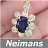 Gem Certified 5.25 ct Blue & White Sapphire Pendant 14K