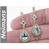 Vintage 4.25 ct Aquamarine & Diamond Earrings 14kt Gold