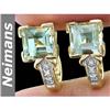 Image 1 : Neimans 2.50 ct Green Amethyst & Diamond Earrings 14kt
