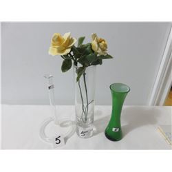 Single Flowers Vase, 1 Taller Vase With Porcelain Flowers
