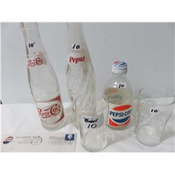 Pepsi Bottle 1 300 ml 1-1961-1952, Two Glasses, 1 Envelope Rose Beverage 1964