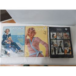 3 Old Catalogues, 2 Eatons 73 And 76 Sipson Sears Winter 71