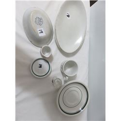 Restaurant Dishes-Old Ironstone Soap Dish, Demi Cup, Butter Pat Dish, Small Creamer