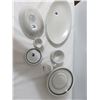 Image 1 : Restaurant Dishes-Old Ironstone Soap Dish, Demi Cup, Butter Pat Dish, Small Creamer