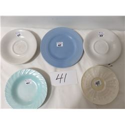 4 Medalta Small Plates, Sleepy Indian etc. Also Belleck Green Mark Saucer