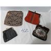 Image 1 : 4 Lady Clutch Purses, Petty Point, Leather, Suede-Lace