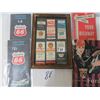 Image 1 : Old 54 Ford Match Covers In Glass With Frame, 1959 Ford Manual- Two pacific 66 Travel Maps And A 194