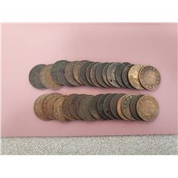 Lot of 30 Canada One Cent 1 Penny Queen Victoria Large cent About Good to Good