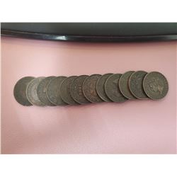 Lot of 12 Canada One Cent 1 Penny Queen Victoria Large cent