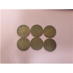 Lot of 6 Canada One Cent 1 Penny King Edward VII 1909