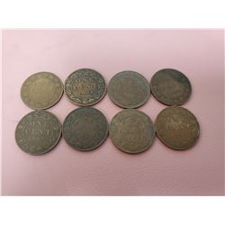 Lot of 8 Canada One Cent 1 Penny King Edward VII G+ 1906, 1907, 1908