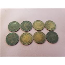Lot of 8 Prince Edward's Island 1871 Cents coins Queen Victoria KM-4
