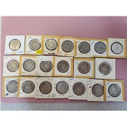 Lot of 20 Canada fifty cent 50 cent half dollar mostly UNC some BU and EF 1968 (2), 1969 (5), 1972 (