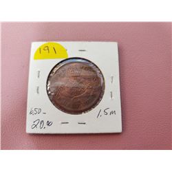 Canada 1852 Token One Half Penny Bank of Upper Canada