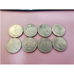Lot of 8 Israel 100 Sheqalim collectible coin 1984-1985
