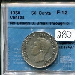 1950 50 cents 50¢ fifty cent F-12 CCCS Graded