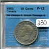 Image 1 : 1950 50 cents 50¢ fifty cent F-12 CCCS Graded